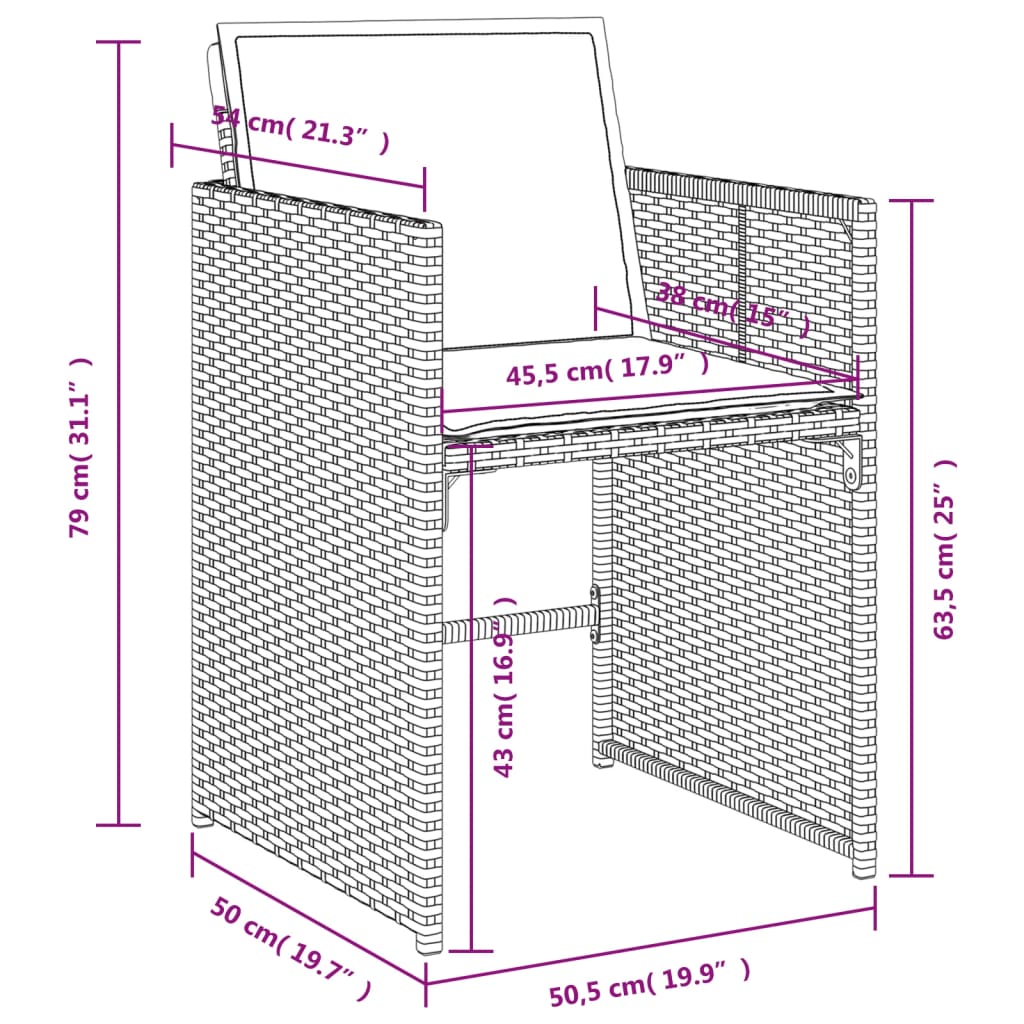 Ensemble à manger de jardin et coussins 15 pcs beige