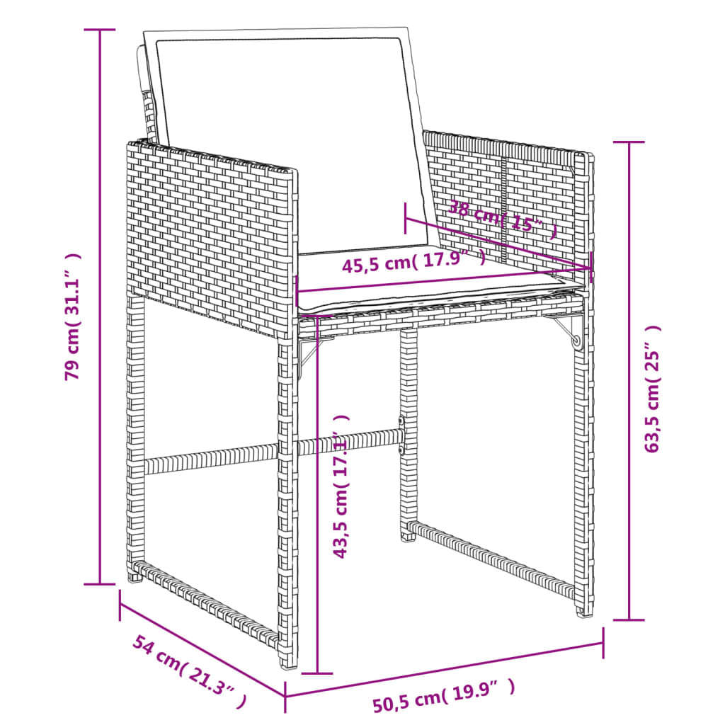 Ensemble à manger de jardin coussins 5pcs Noir Résine tressée