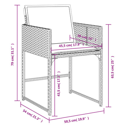 Ensemble à manger de jardin coussins 5pcs Noir Résine tressée