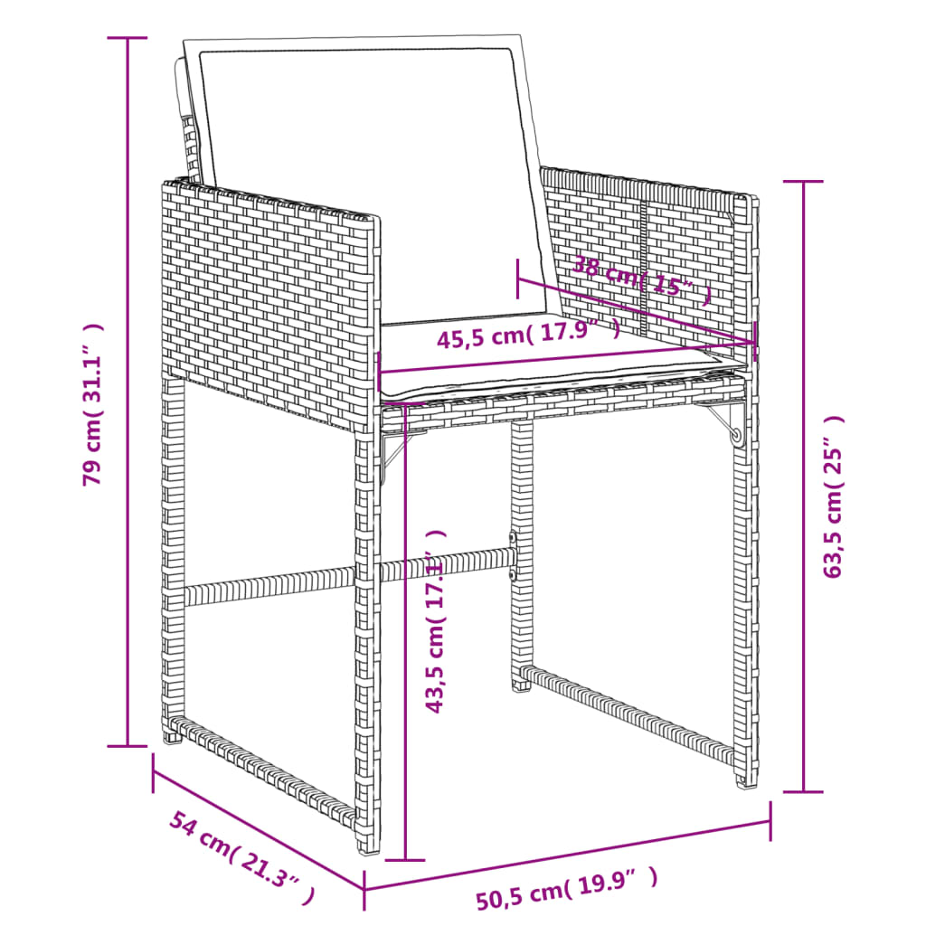 Ensemble à manger de jardin coussins 5pcs Noir Résine tressée