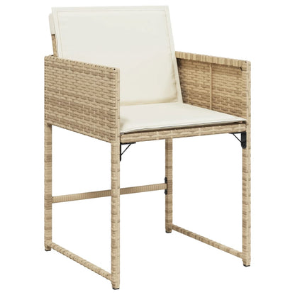 Ensemble à manger de jardin avec coussins 5pcs Beige poly rotin