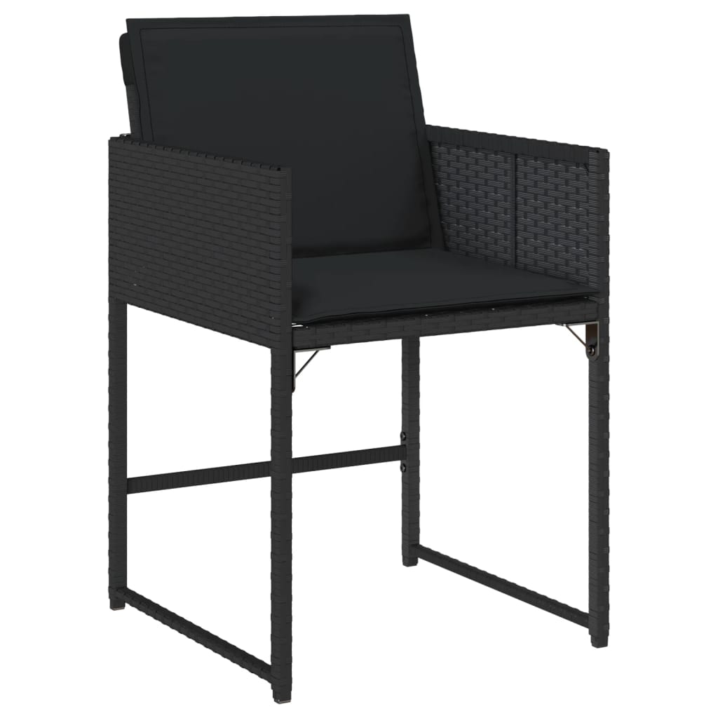 Ensemble à manger de jardin coussins 7pcs Noir Résine tressée