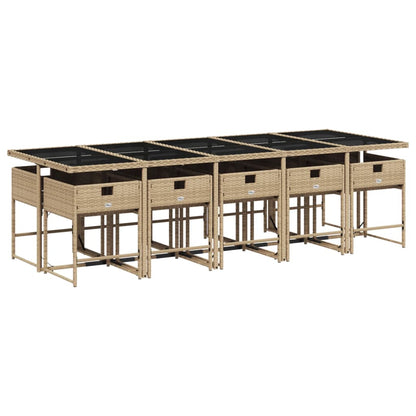 Ensemble à manger de jardin et coussins 11 pcs mélange beige