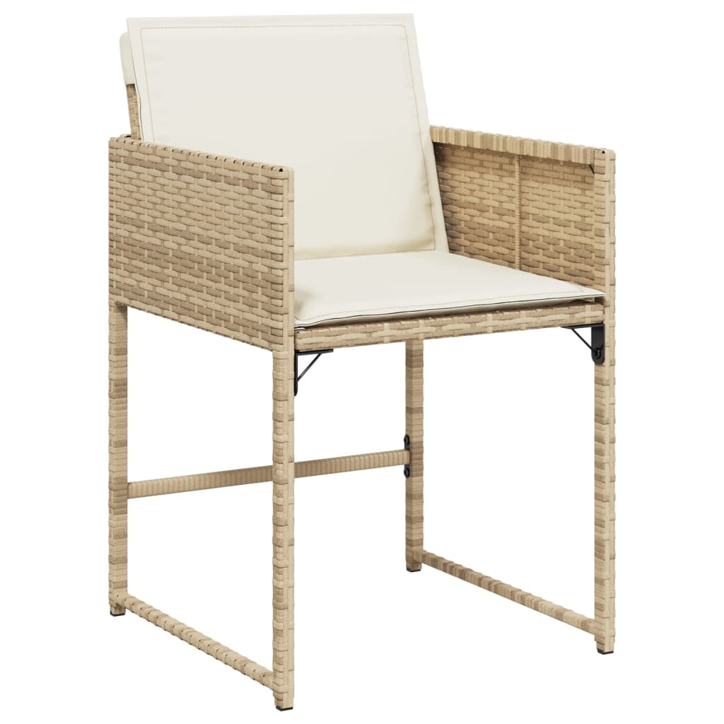 Ensemble à manger de jardin et coussins 9 pcs beige Poly rotin