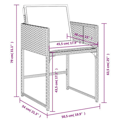 Ensemble à manger de jardin et coussins 13 pcs gris clair rotin