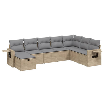 Salon de jardin avec coussins 8pcs mélange beige résine tressée