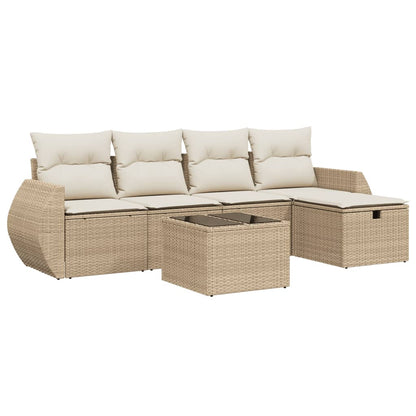 Salon de jardin avec coussins 6 pcs beige résine tressée