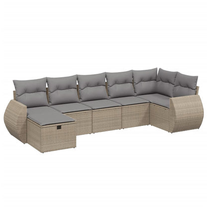 Salon de jardin avec coussins 7pcs mélange beige résine tressée