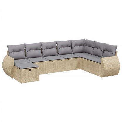 Salon de jardin avec coussins 8pcs mélange beige résine tressée