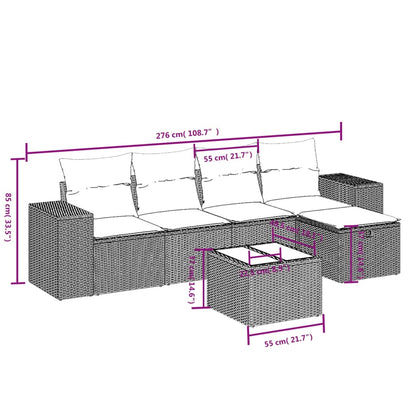 Salon de jardin avec coussins 6 pcs beige résine tressée