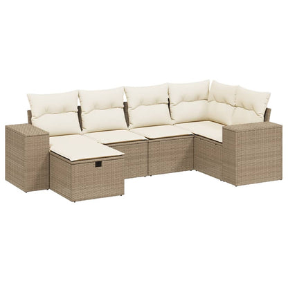 Salon de jardin avec coussins 6 pcs beige résine tressée