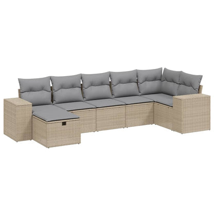 Salon de jardin avec coussins 7pcs mélange beige résine tressée