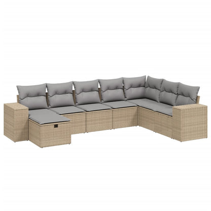 Salon de jardin avec coussins 8pcs mélange beige résine tressée