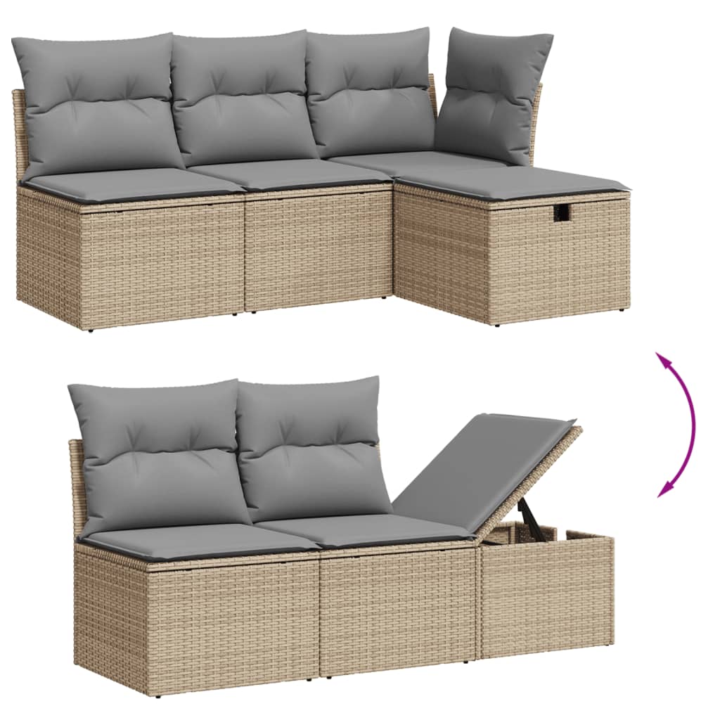 Salon de jardin avec coussins 7pcs mélange beige résine tressée