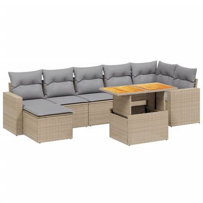 Salon de jardin avec coussins 8pcs mélange beige résine tressée