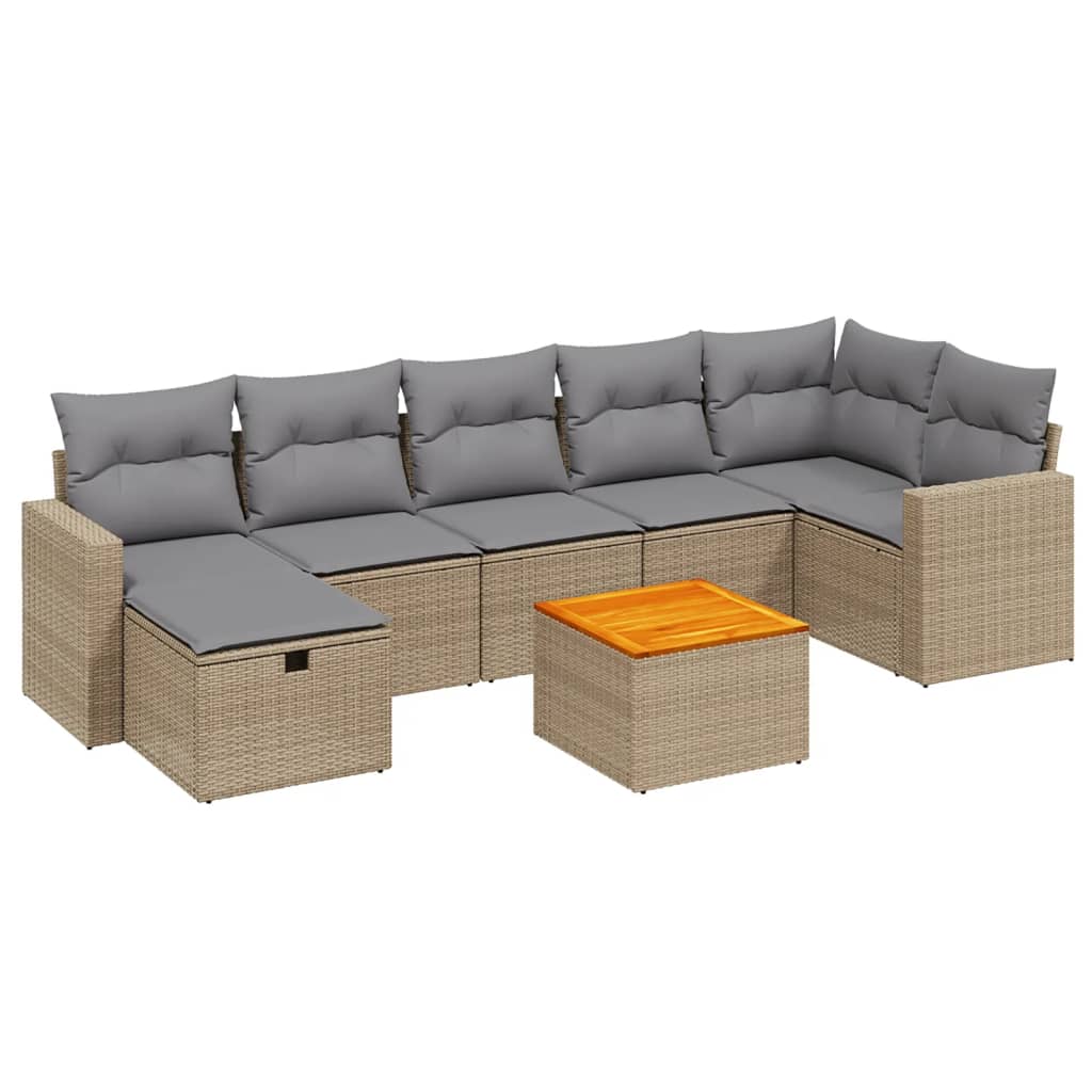 Salon de jardin avec coussins 8pcs mélange beige résine tressée