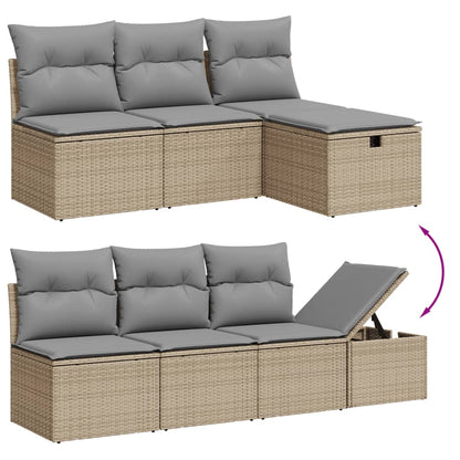 Salon de jardin avec coussins 8pcs mélange beige résine tressée