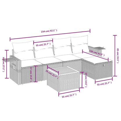 Salon de jardin avec coussins 6 pcs beige résine tressée