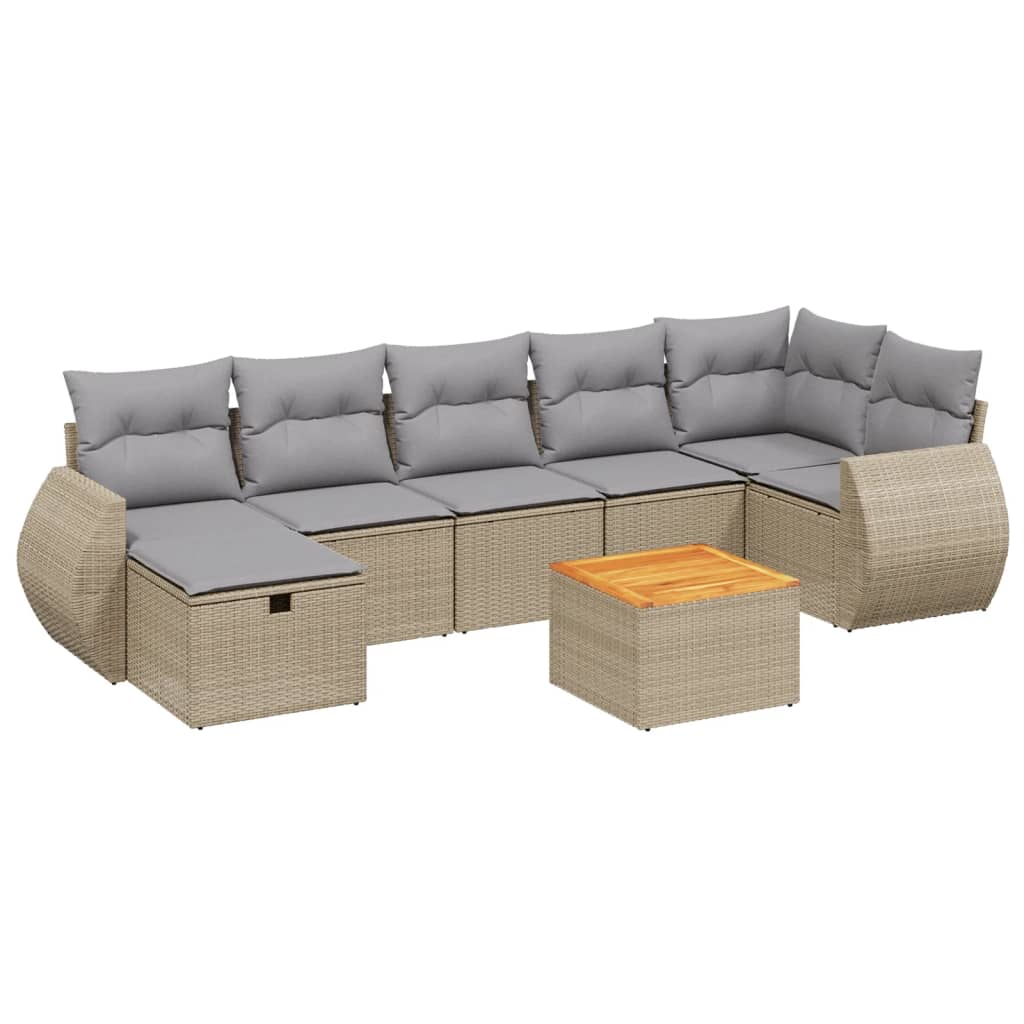 Salon de jardin avec coussins 8pcs mélange beige résine tressée