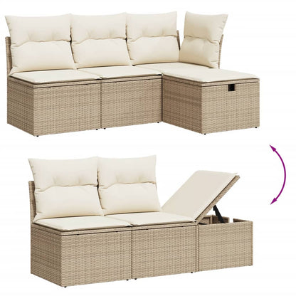 Salon de jardin avec coussins 5 pcs beige résine tressée