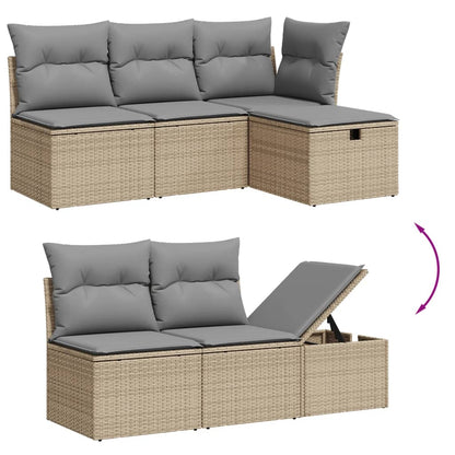 Salon de jardin avec coussins 5pcs mélange beige résine tressée