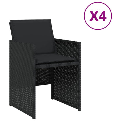 Chaises de jardin lot de 4 avec coussins noir résine tressée