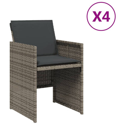 Chaises de jardin avec coussins lot de 4 gris résine tressée