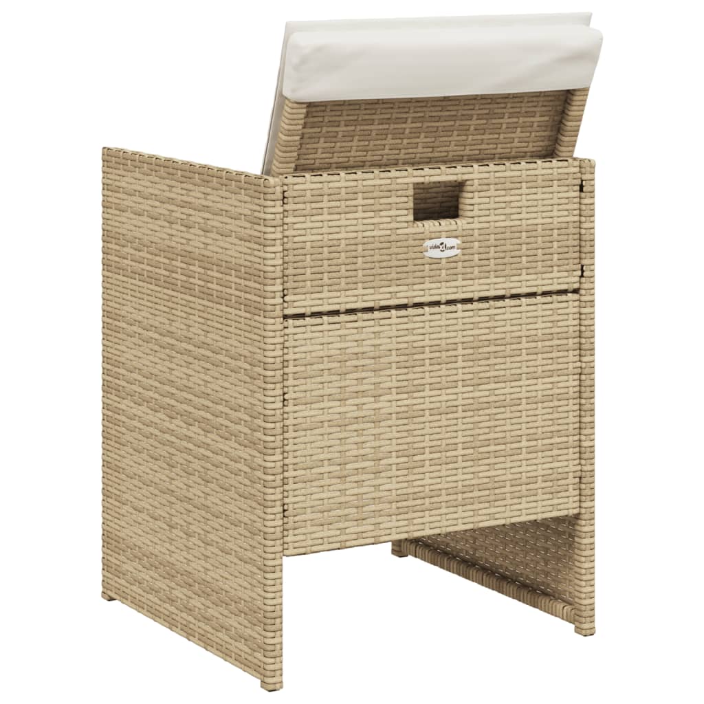 Chaises de jardin avec coussins lot de 4 beige résine tressée