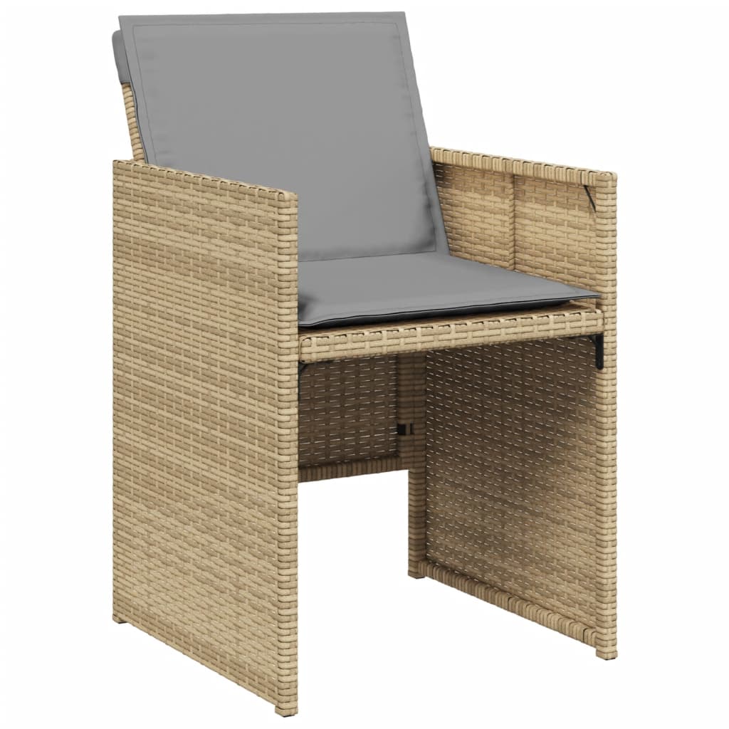 Chaises de jardin avec coussins lot de 4 mélange beige