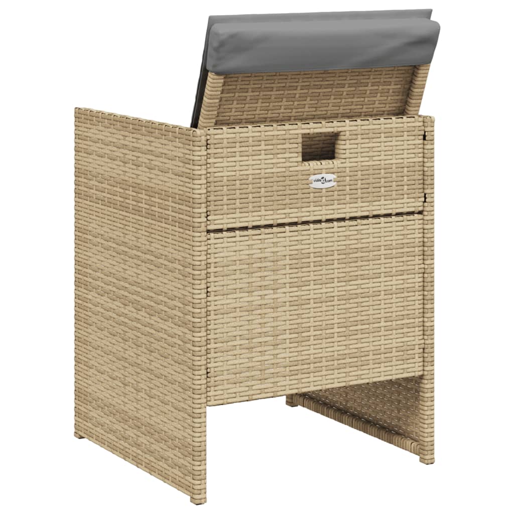 Chaises de jardin avec coussins lot de 4 mélange beige