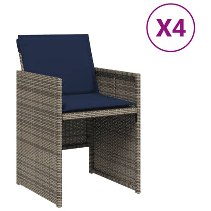 Chaises de jardin avec coussins lot de 4 gris résine tressée