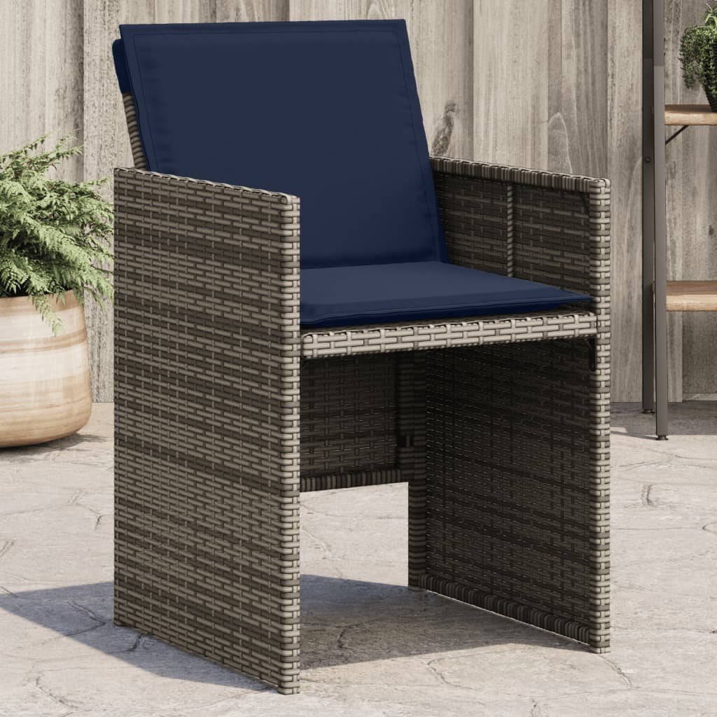 Chaises de jardin avec coussins lot de 4 gris résine tressée