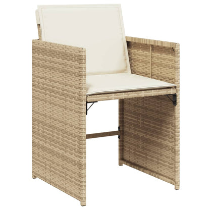 Chaises de jardin avec coussins lot de 4 beige résine tressée