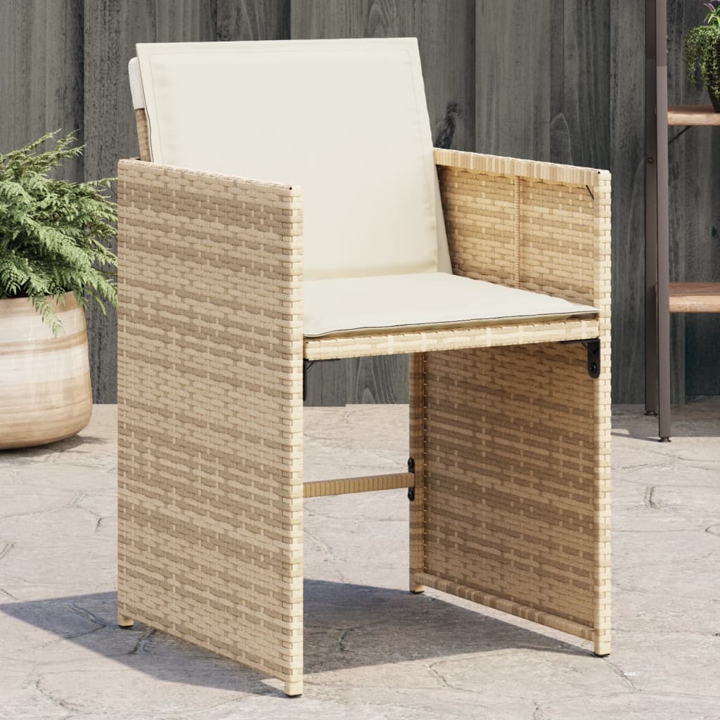 Chaises de jardin avec coussins lot de 4 beige résine tressée