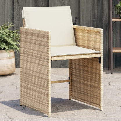 Chaises de jardin avec coussins lot de 4 beige résine tressée