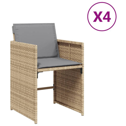 Chaises de jardin avec coussins lot de 4 mélange beige