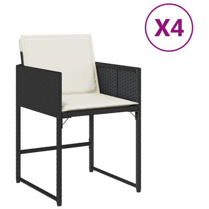 Chaises de jardin lot de 4 avec coussins noir résine tressée