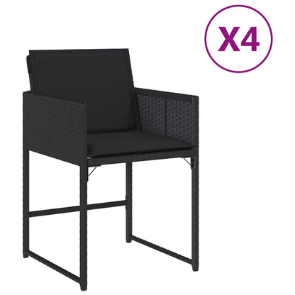 Chaises de jardin lot de 4 avec coussins noir résine tressée