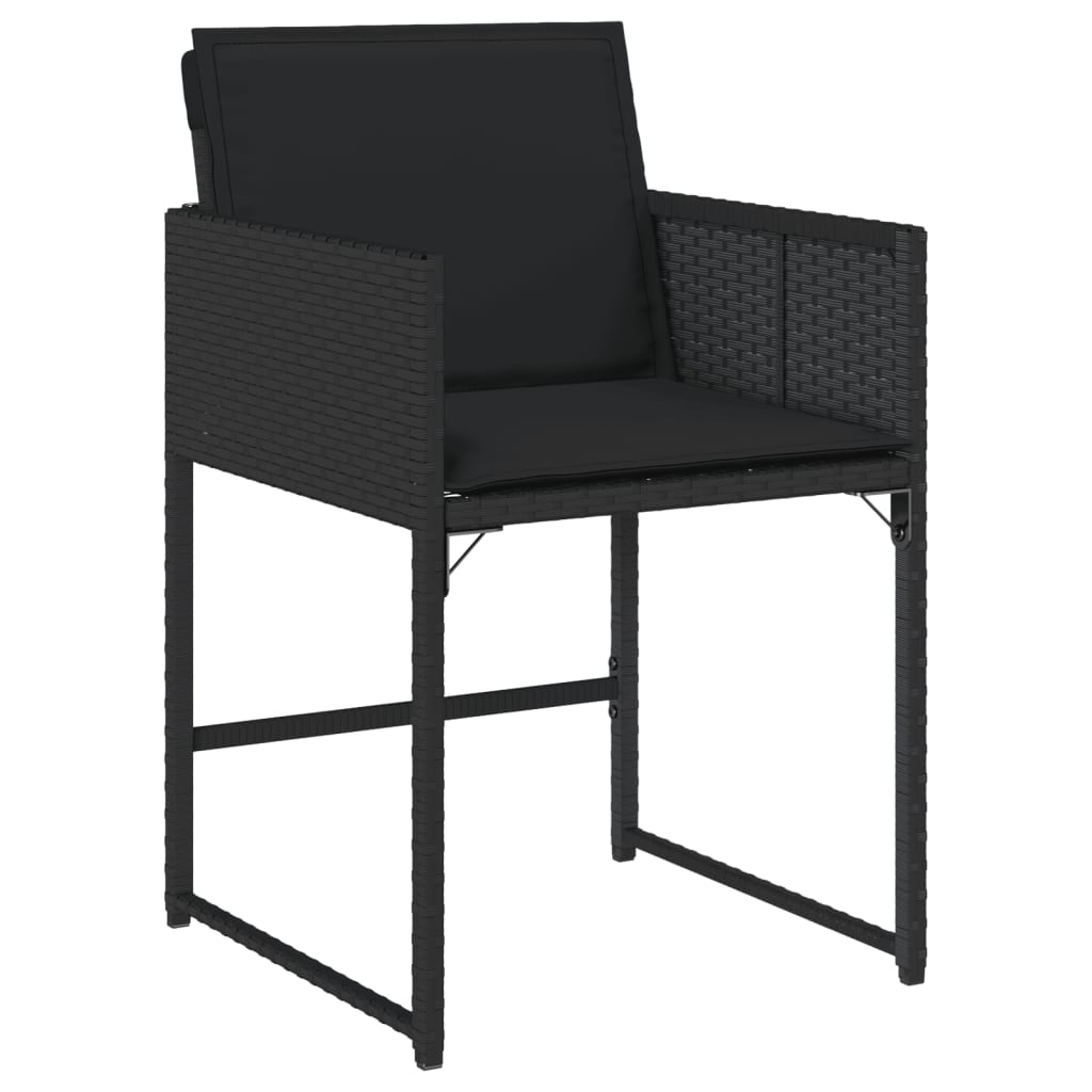 Chaises de jardin lot de 4 avec coussins noir résine tressée