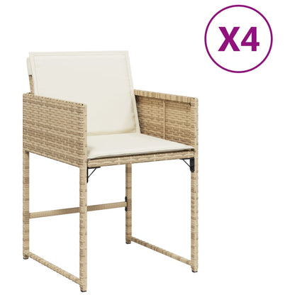 Chaises de jardin avec coussins lot de 4 beige résine tressée