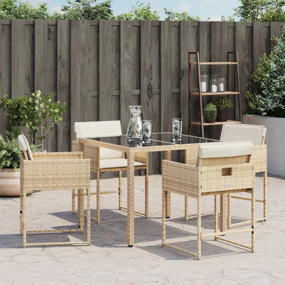 Chaises de jardin avec coussins lot de 4 beige résine tressée