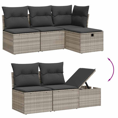 Salon de jardin avec coussins 7 pcs gris clair résine tressée