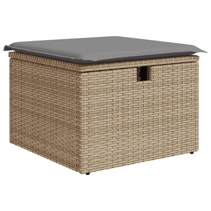 Salon de jardin avec coussins 9 pcs beige résine tressée