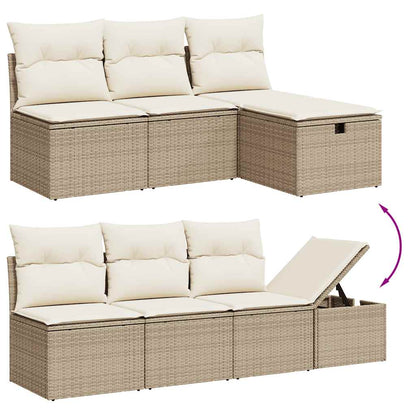 Salon de jardin avec coussins 8 pcs beige résine tressée