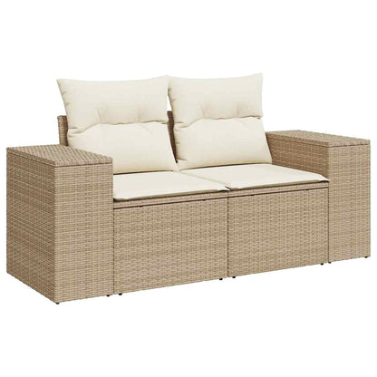 Salon de jardin avec coussins 8 pcs beige résine tressée