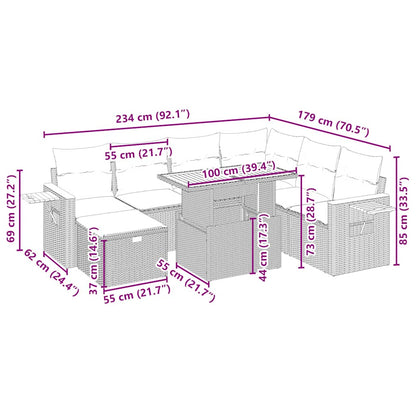 Salon de jardin avec coussins 8 pcs beige résine tressée