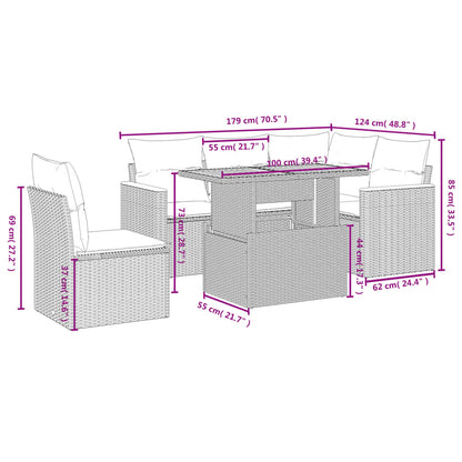 Salon de jardin avec coussins 6 pcs beige résine tressée