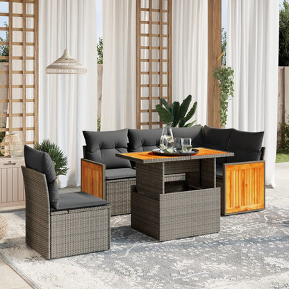 Salon de jardin avec coussins 6 pcs beige résine tressée