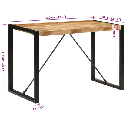 Table à manger 120x55x76 cm bois de manguier massif brut