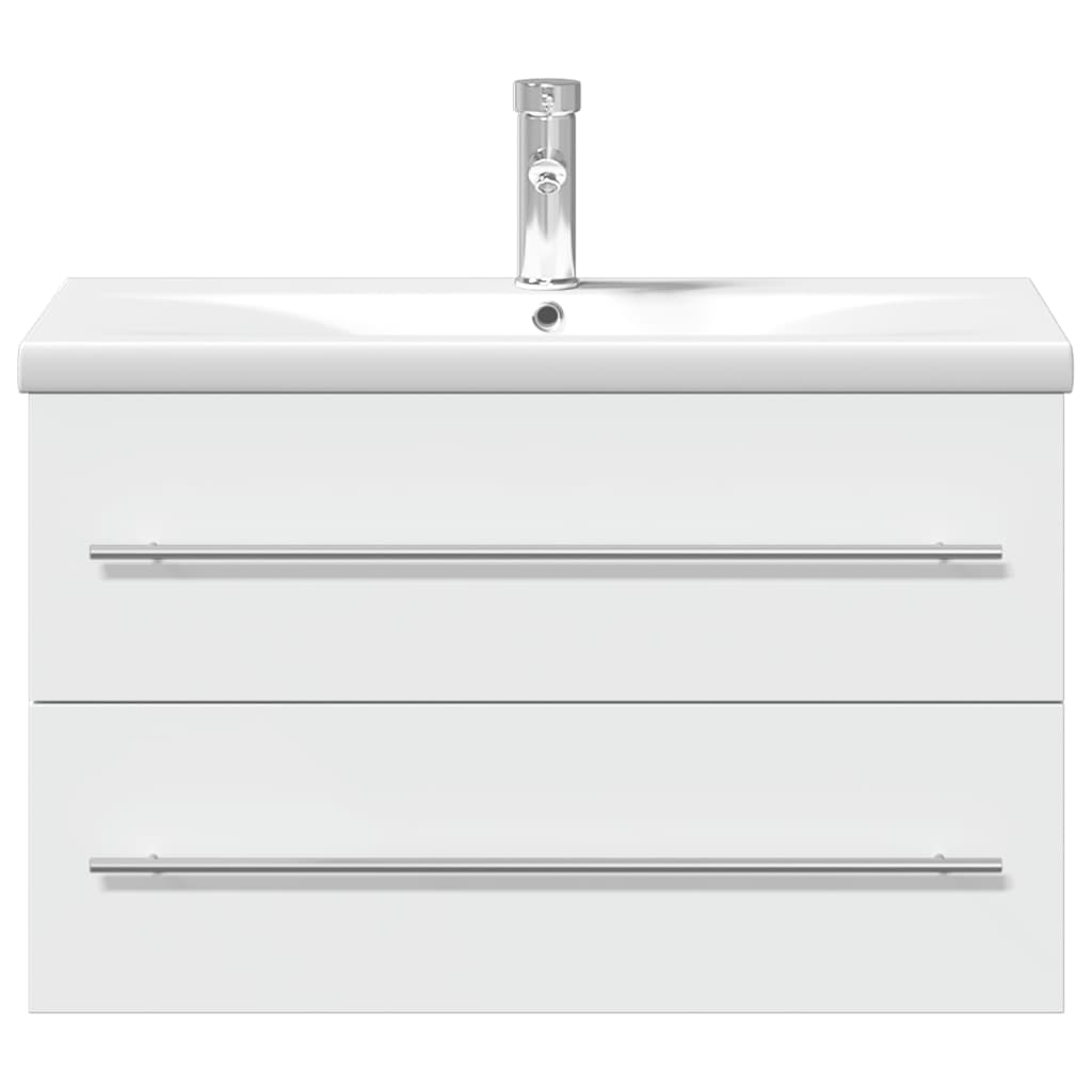 Armoire lavabo de salle de bain avec bassin intégré blanc